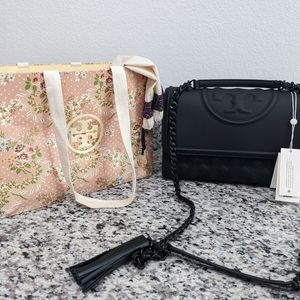 Black Tory Burch FLEMING MATTE CONVERTIBLE SHOULDER BAG